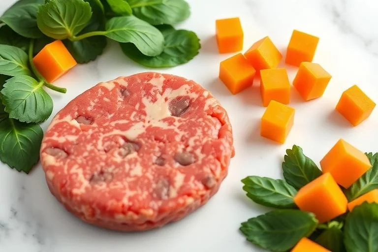Imagen ilustrativa sobre comida cruda para perros, barf comida para perros, comida congelada para pe